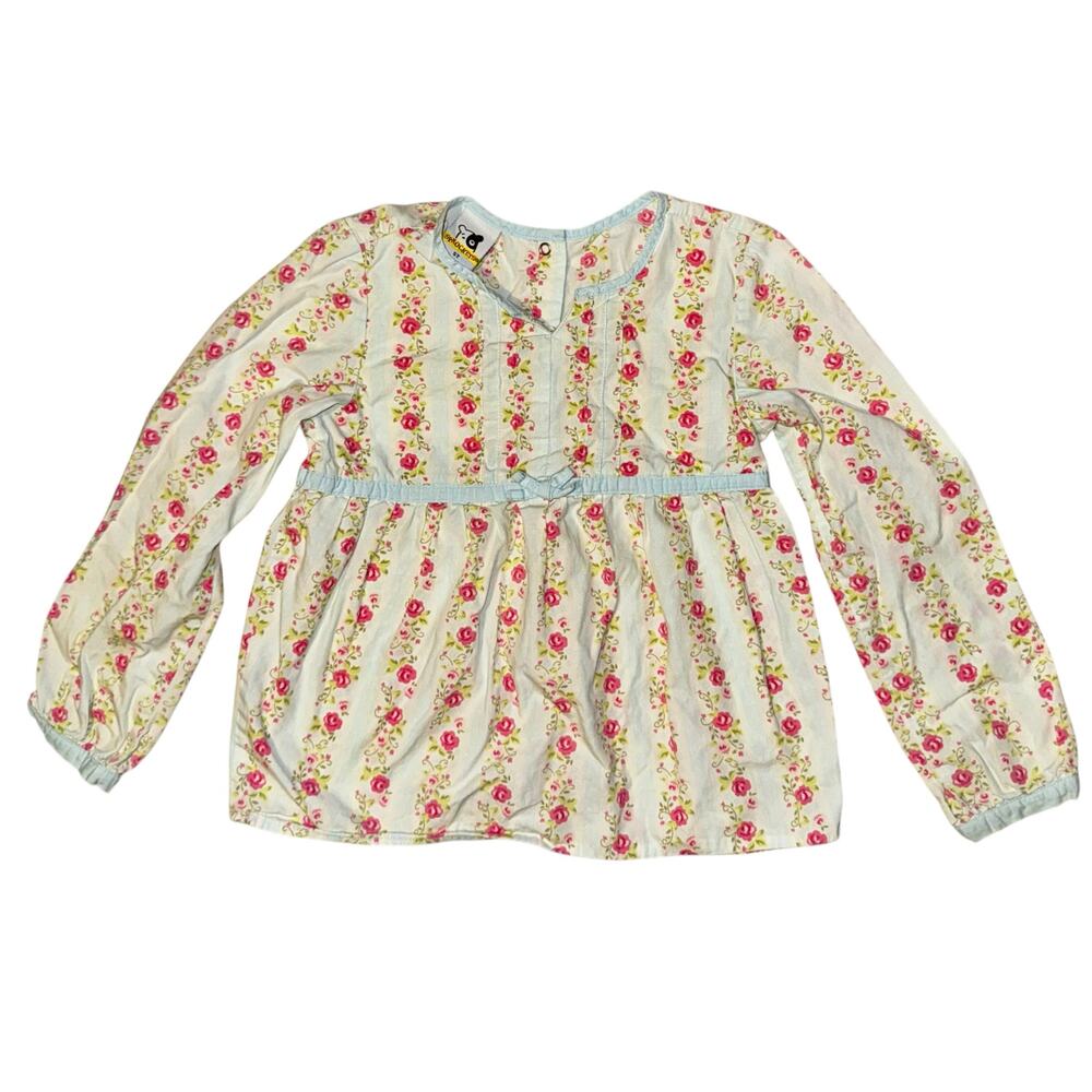 Vintage‎ Sprockets Girls Country Blouse Top 5T Cottage Floral Girly Bow Prairie